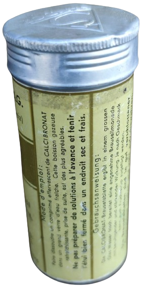 ANTIGUA BOX PUBLICITé CALCIBRONAT  ALÜMİNYUM KAPAKLI BOŞ İLAC KUTU SANDOZ LABORATUVARLARI