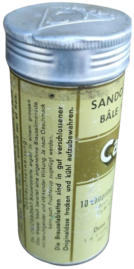 ANTIGUA BOX PUBLICITé CALCIBRONAT  ALÜMİNYUM KAPAKLI BOŞ İLAC KUTU SANDOZ LABORATUVARLARI