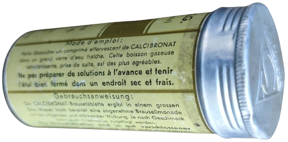 ANTIGUA BOX PUBLICITé CALCIBRONAT  ALÜMİNYUM KAPAKLI BOŞ İLAC KUTU SANDOZ LABORATUVARLARI