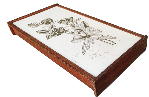 FANTAZİ LOKUM ŞEKERLEME KUTUSU AHŞAP KAPAKLI ÜZERİ EL İŞİ  GÜL RESİMLİ