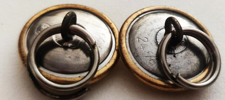 1950 DEUTSCHE BUNDESBAHN ALMAN DEMİR YOLLARI CALIŞAN GÖVERLİ ÜNÜFORMA RESMİ ELBİSE DUGMESİ METAL 2 ADET