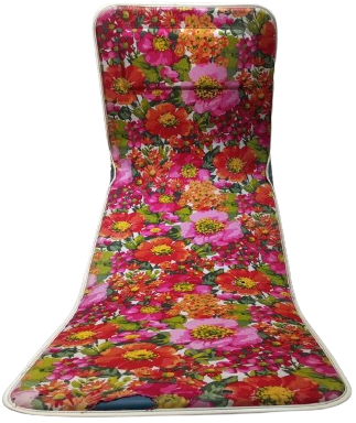 1950 PLAJ YAZLIK GÜNESLENME UZANMA KATLANABİLİR METAL KASA UZERİ CİCEK DESENLİ KAPLAMA SEZLONG