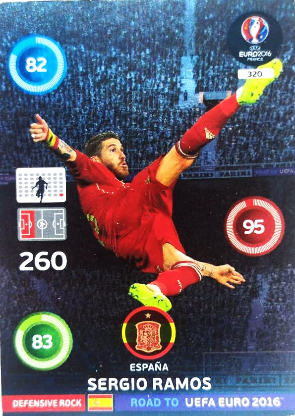 PANİNİ UEFA EURO 2016 ESPANA SERGIO RAMOS EN İYİ FUTBOLCU OYUNCU KARTI 260 NO 