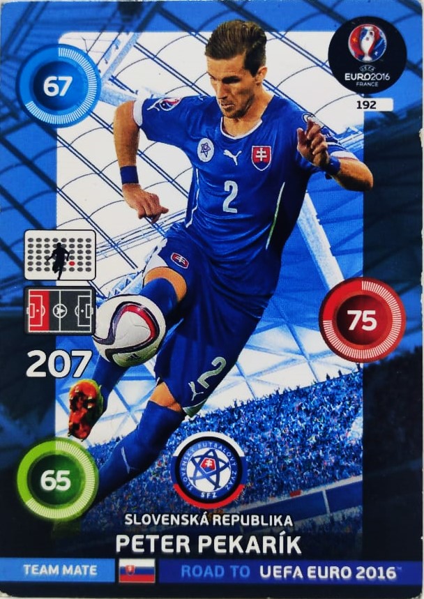 PANİNİ UEFA EURO 2016 SLOVENSKA REPUBLİKA PETER PEKARİK EN İYİ FUTBOLCU OYUNCU KARTI 207 NO