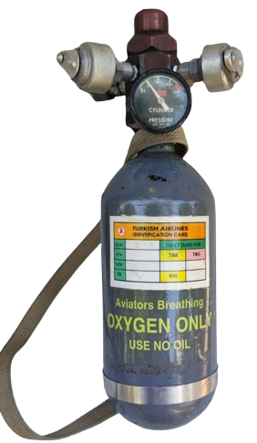 SCOTT 5500 AVİATORS BREATHİNG OXYGEN  ONLY USE NO OİL  USA TURK HAVA YOLLARI UCAK KABİN İÇİ ACİL YARDIM OKSİJEN TÜPÜ CİFT BAGLANTI CIKIŞLI HAVA TÜPÜ