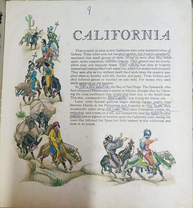 1817 THE STORY OF CALIFORNIA  LITHOGRAPHS BY C.H.DE WITT TEX BY MAY MCNEER ORJİNAL DÖNEM BASKISIDIR