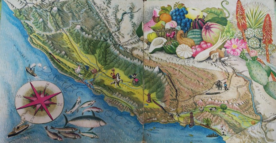 1817 THE STORY OF CALIFORNIA  LITHOGRAPHS BY C.H.DE WITT TEX BY MAY MCNEER ORJİNAL DÖNEM BASKISIDIR