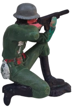 1980 PİLSAN YERLİ MALI KOMANDA MİGFERLİ MAKİNELİ  TUFEKLE COMELEREK ATES EDERKEN MATARALI CİFT KUTUKLUKLU ŞAVASCI