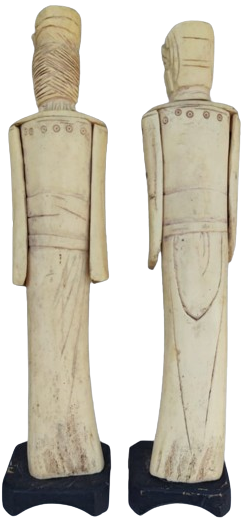 TAMAMEN EL OYMA İSCİLİKLİ  KEMİK CİN YAPIM CİN HANEDANINDAN İMPARATOR VE İMPARATORİCE CİFT FUGURLERİ ALT AHSAP KAİDELİ 