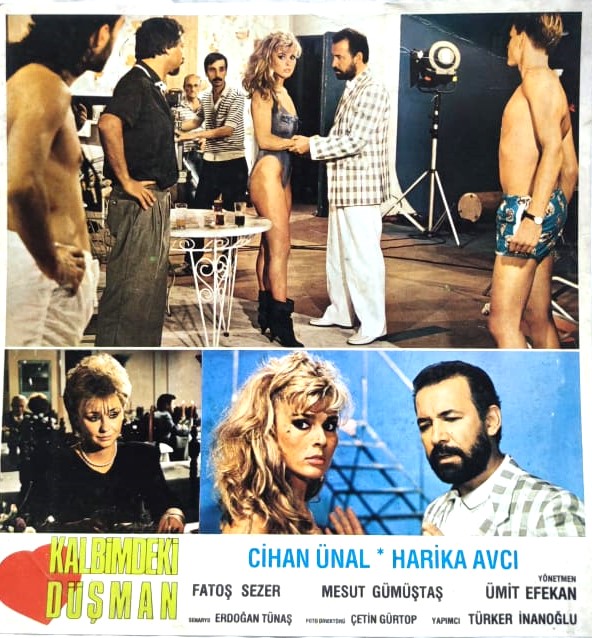 KALBİMDEKİ DUSMAN FİLMİNİN LOBI TANITIM KARTI   CİHAN UNAL HARİKA AVCI FİLMİN GÖSTERİM DONEMİNDE KULLANILMIS 