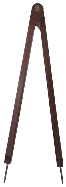 1950 EL YAPIM PİRİNC VİDALI UCLARI SİVRİ BUYUK AHŞAP ACILIP KAPANAN BOY KARA TAHTAYA GEOMETRİK ŞEKİLLER CİZİMİNDE  KULLANILAN PERGEL