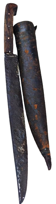 OSMANLI DERİ EL DİKİM KININDA SICAK DÖGME CELİK SALDIRMA SAPI KESTANE OLDUKCA BUYUKCEDİR ZAMAN YORGUNLUGU UZERİNDE