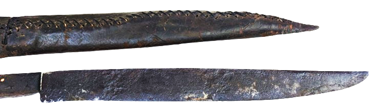 OSMANLI DERİ EL DİKİM KININDA SICAK DÖGME CELİK SALDIRMA SAPI KESTANE OLDUKCA BUYUKCEDİR ZAMAN YORGUNLUGU UZERİNDE