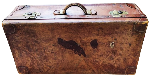 OSMANLI TAMAMI YARMA DERİ  SARI KİLİT SİSTEMLİ EL DİKİŞ VE YAPIM KOSELERİ PARCA TAKVİYELİ ORTO BOY BAVUL