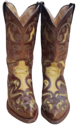 SENDRA USA ÖZEL TASARIM COWBOY WESTERN BOOTS KAHVERENGİ KOVBOY CİZMESİ TİMSAH DERİSİ EL DİKİM  TABAN KISMI YARMA KOSELE YUMURTA TOPUK 42 NUMARA 