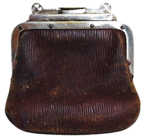 OSMANLI DISI KAHVERENGİ FİTİLLİ DERİ MEKANİK META SİSTEMLİ AGIZ ACMA KISIMLI İCERSİNDE BİR CITLI GOZU DAHA BULUNAN