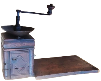 OSMANLI USTA EL İSİ YAPIMI KOMPLE MASİF AHŞAP KISMI İSLEMELİ KAHVE DEGİRMENİ CANAK KISMI GÖGME DEMİR 