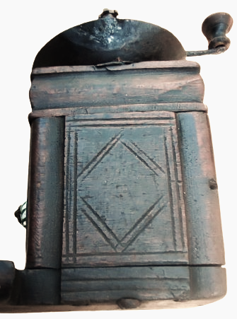 OSMANLI USTA EL İSİ YAPIMI KOMPLE MASİF AHŞAP KISMI İSLEMELİ KAHVE DEGİRMENİ CANAK KISMI GÖGME DEMİR 