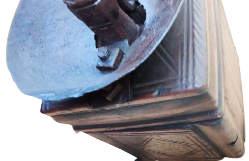 OSMANLI USTA EL İSİ YAPIMI KOMPLE MASİF AHŞAP KISMI İSLEMELİ KAHVE DEGİRMENİ CANAK KISMI GÖGME DEMİR 