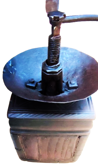 OSMANLI USTA EL İSİ YAPIMI KOMPLE MASİF AHŞAP KISMI İSLEMELİ KAHVE DEGİRMENİ CANAK KISMI GÖGME DEMİR 