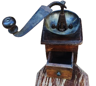 OSMANLI USTA İSİ EL YAPIMI KOMPLE MASİF AHŞAP KAHVE DEGİRMENİ CANAK KISMI PİRİNC MEKANİK KOL CEVİRMELİ ON TEK CEKMECELİ 