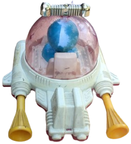 UZAY ARACI İÇERSİNDE KULLANAN KOZMONOTU FANUSLU HAREKETLİ SURTMELİ OYUNCAK SSCB SOVYET ÜRETİMİ