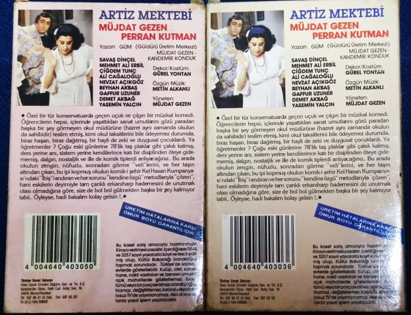 ARTİZ MEKTEBİ TİYATRO OYUNU CASEDİ CİFT KASET BETEMAX BAS ROLLERDE MUJDAT GEZEN PERRAN KUTMAN YARDIMCI OYUNCULAR SAVAS DİNCEL MEHMET ALİ ERBİL CİGDEM TUNC