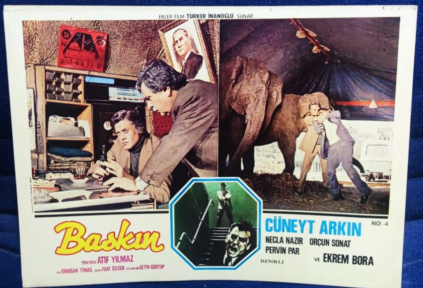 BASKIN FİLMİNİN LOBI TANITIM KARTI BASROLLERDE CUNEYT ARKIN EKREM BORA NECLA NAZIR ORCUN SONAT PERVİN PAR YONETMEN ATIF YILMAZ ERLER FİLM 