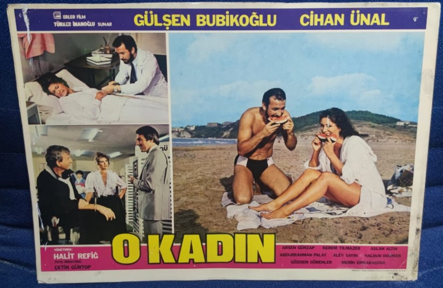 O KADIN FİLMİNİN LOBI TANITIM KARTI BASROLLERDE  GULSEN BUBİKOGLU CIHAN UNAL  YARDIMCI OYUNCULAR ARSEN GURZAP KEREM YILMAZER ASLAN ALTIN