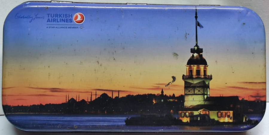 TURKISH AIRLINES A STAR ALLIANCE MEMBER KIZ KULESİ GÖRSELLI KAPAKLI  THY TENEKE KUTU