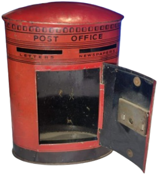 1940 POSTA KUTUSU FORMUNDA TENEKE ÇAD VADISI  KIRMIZI POSTA KUTUSU  POSTANE  KRALIYET POSTA KUTUSU ÖRNEGİ