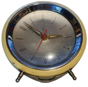 POLARIS CLOCK MEKANİK KURMALI ALARMLI MASA SAATİ METAL KASA FOSFORLU AKREP YELKOVAN VE  RAKAMLAR 