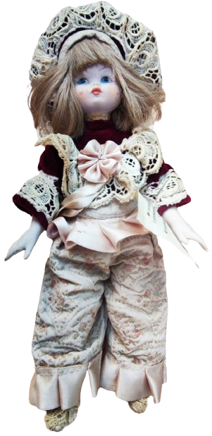 L'ARCOBALENO TOYS  BABY PORCELAİN MARCHIO DI FABBRICA SERTİFİKALI PANTOLON YELEK ELBİSELİ İTALYAN TAS BEBEK