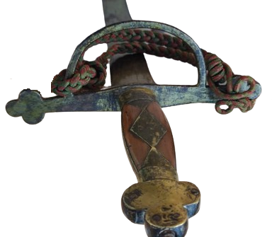 İSPONYOL KORSAN KILICI ELDEN KACMAMASI İÇİN İP EL SARILIR BALCAK KISIM PİRİNC VE AHŞAP BALCAGIN UST TOPUZ KISMINDA BİR KAC İŞARET BULUNMAKTA 