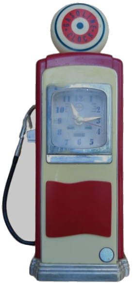 GASOLİNE CLOCK BENZİN POMPASI ON TERAF SAAT YANDA HORTUMLU POMPASI ARKADA PİL YUVASI YANDA PARA ATMA YERİ