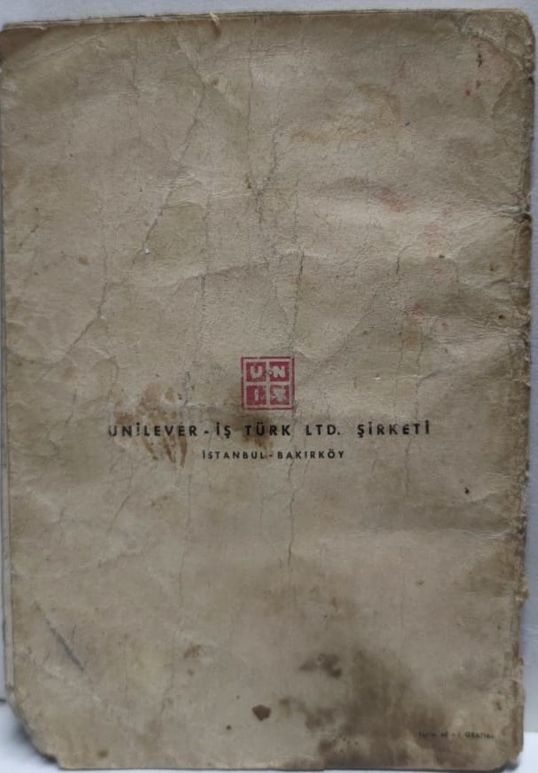 1956 CAN BOĞAZDAN GELİR UNİLEVER VİTA SANA YAG REKLAMLI YEMEK KİTABI  ON ARKA KAPAK KARTON RESİMLER GENELDE EL CİZİM