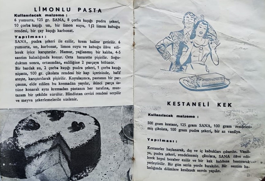1956 CAN BOĞAZDAN GELİR UNİLEVER VİTA SANA YAG REKLAMLI YEMEK KİTABI  ON ARKA KAPAK KARTON RESİMLER GENELDE EL CİZİM
