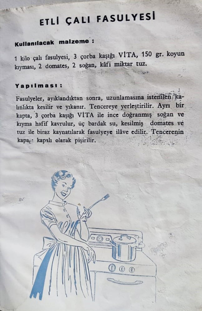 1956 CAN BOĞAZDAN GELİR UNİLEVER VİTA SANA YAG REKLAMLI YEMEK KİTABI  ON ARKA KAPAK KARTON RESİMLER GENELDE EL CİZİM