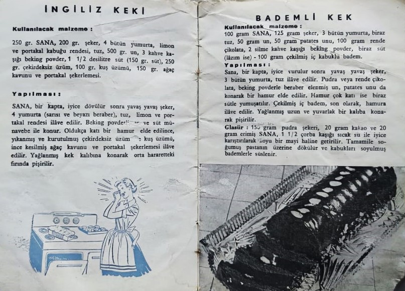 1956 CAN BOĞAZDAN GELİR UNİLEVER VİTA SANA YAG REKLAMLI YEMEK KİTABI  ON ARKA KAPAK KARTON RESİMLER GENELDE EL CİZİM