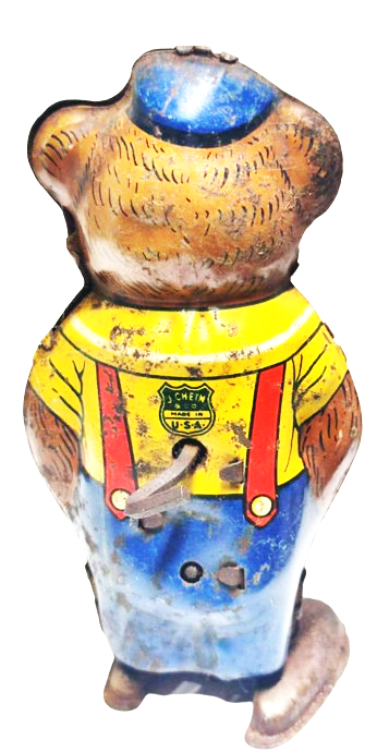 1950 J,CHEİM & CO MADE İN USA TENEKE KURMALI DANS EDEN AYI TAMAMI MEKANIK ARKADAN KURMALI 