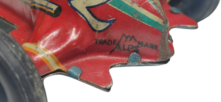 1950 TRADE ALPS MARK JAPAN TENEKE SURTMELİ 2 NUMARALI YARIS ARABASI OYUNCAK