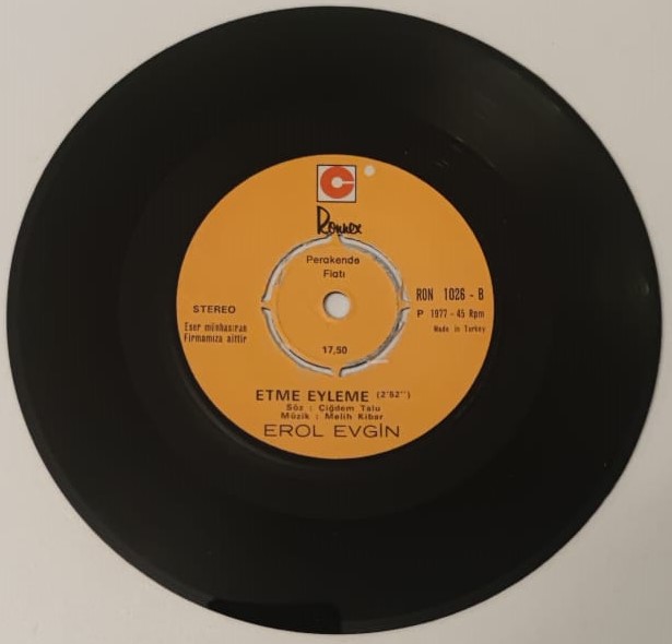 EROL EVGİN BİRDE BANA SOR ETME EYLEME CANIM FEYYAZ PLAKCILIK 45 LİK ORJINAL KABINDA PLAK