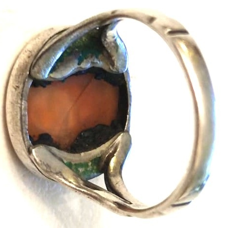 OSMANLI DAMARLI AKİK TASLI UZERİ EL KAZIMA YAZILI TAŞLI HAS SAF GÜMÜŞDEN EL YAPIM YUZUK