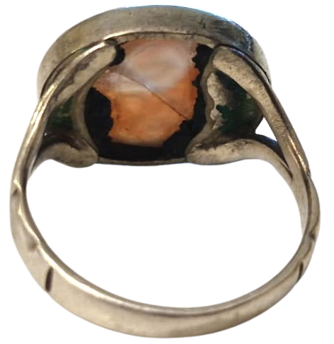 OSMANLI DAMARLI AKİK TASLI UZERİ EL KAZIMA YAZILI TAŞLI HAS SAF GÜMÜŞDEN EL YAPIM YUZUK