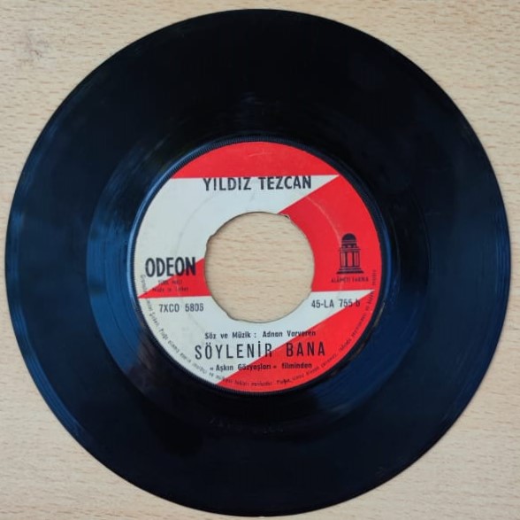 YILDIZ TEZCAN SOYLENİR BANA ASKIN GOZYASLARI  45 LİK PLAK ODEON PLAK ORJINAL 