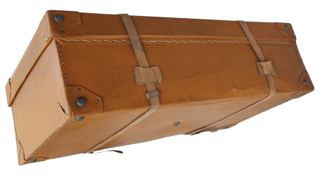 1950 SEYAHAT GARDOROP BAVUL EL DİKİS TABA RENK BAGLAMA KAYISLI  METAL KİLİT SAG VE SOL OTDA MANDALLI TASIMA KULPLU İC AYRIM PARCALI