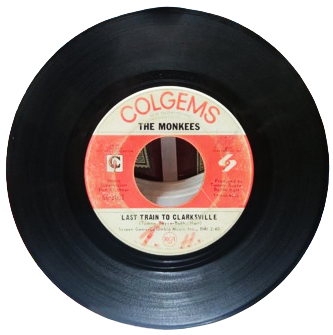 1966 COLGEEMS THE MONKEES TAKE A GIANT STEP  LAST TRAIN TO CLARKSVILLE  45 LİK PLAK RCA ORJINAL BASKI KENDİ KABI YOKTUR FARKLI BİR KAB İLE GONDERİLECEKTİR