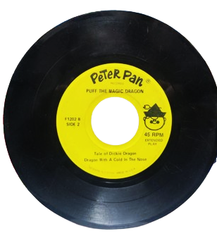 PETER PANPUF THE MAGIC DRAGON  DİPPSY DODLE DRAGON TALE OF DİCKİE DRAGON DRAGON WİTH A COİD İN THE NOSE 45 LİK  4 SARKILIK LP RPM EXTENDED PLAK USA BASKI ORJINAL  