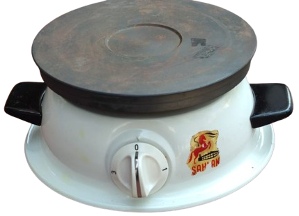 1970 SAHLAN LUX ANAHTARLI ELEKTİRİK OCAGI TİP  628 KASA EMAYA UZERİ YUVARLAK DOKUM PLEYTLİ 3 KADEMELİ ISITICI OCAK 220 VOLT 