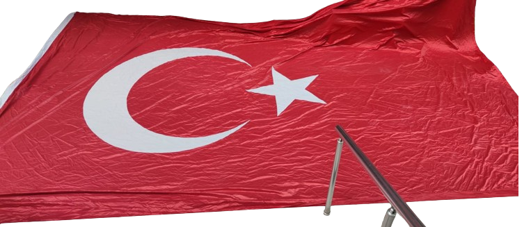 1960 SUMERBANK PAMUKLU DOKUMA KUMAŞA AY YILDIZI AYRICA DİKİLEREK BÜYÜK BOY TÜRK BAYRAK 